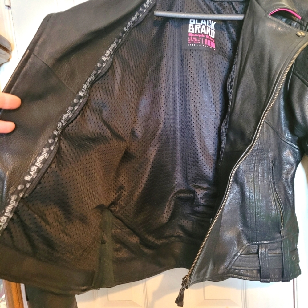Black brand motorcycle jacket